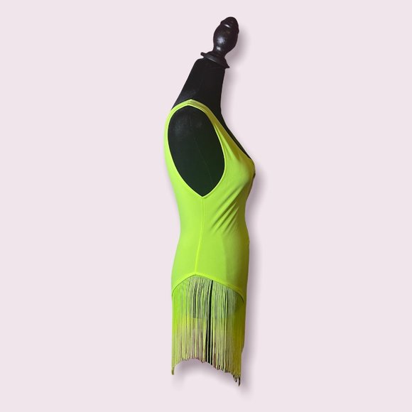 Neon Green Fringe Swimsuit - Picture 3 of 4